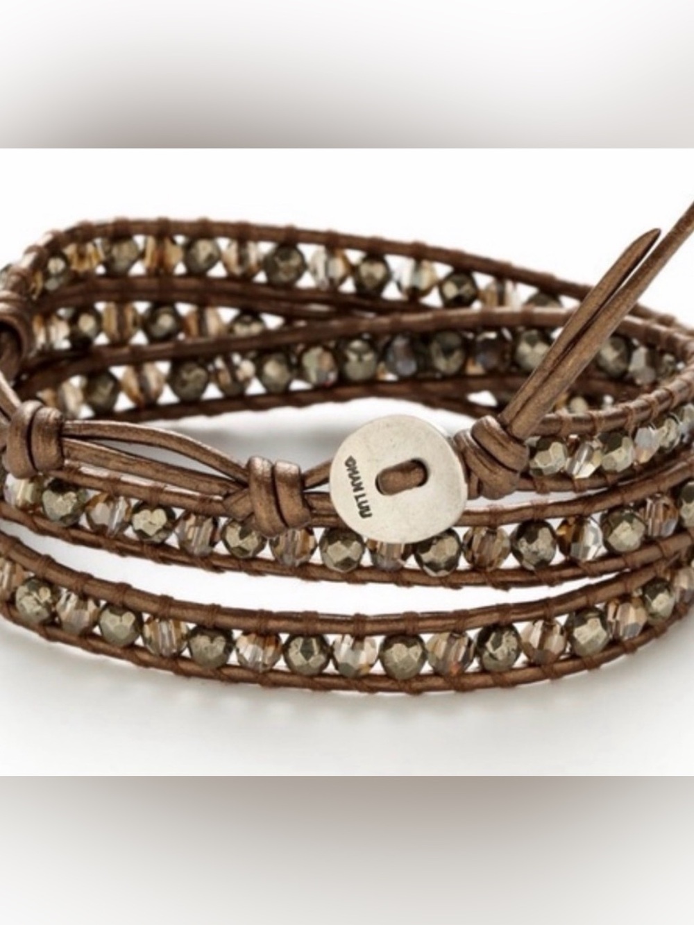 Chan Luu Brown Leather Multi Wrap Beaded Bracelet Boho Festival